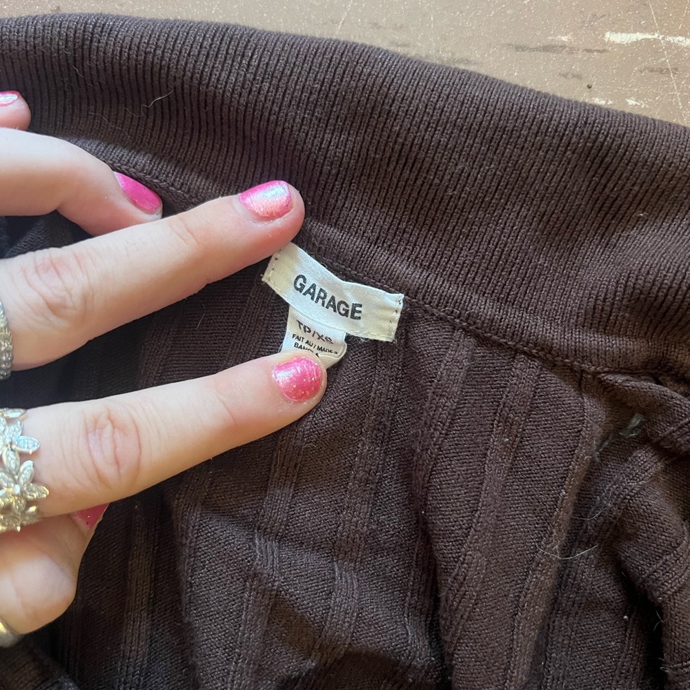 Garage Brown Ribbed Crop Top - Picture 4 of 5